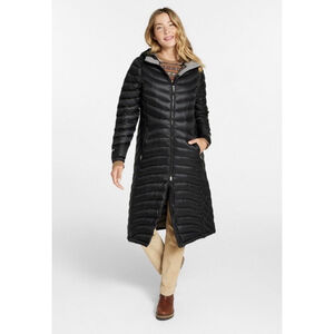LL Bean Women Ultralight 850 Goose Down Coat Mid Length Black Small Petite $320